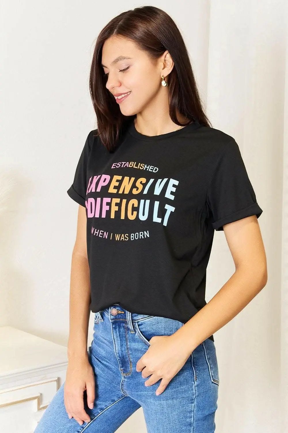 T-Shirts Trendsi TIKTOK - Simply Love Graphic Tee - Opaque, Stretchy & Comforta