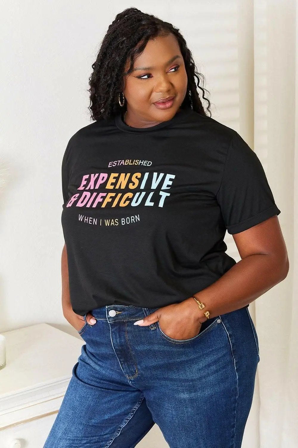 T-Shirts Trendsi TIKTOK - Simply Love Graphic Tee - Opaque, Stretchy & Comforta