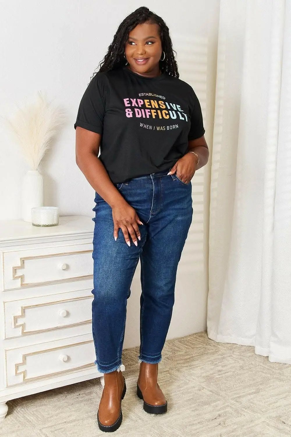 T-Shirts Trendsi TIKTOK - Simply Love Graphic Tee - Opaque, Stretchy & Comforta