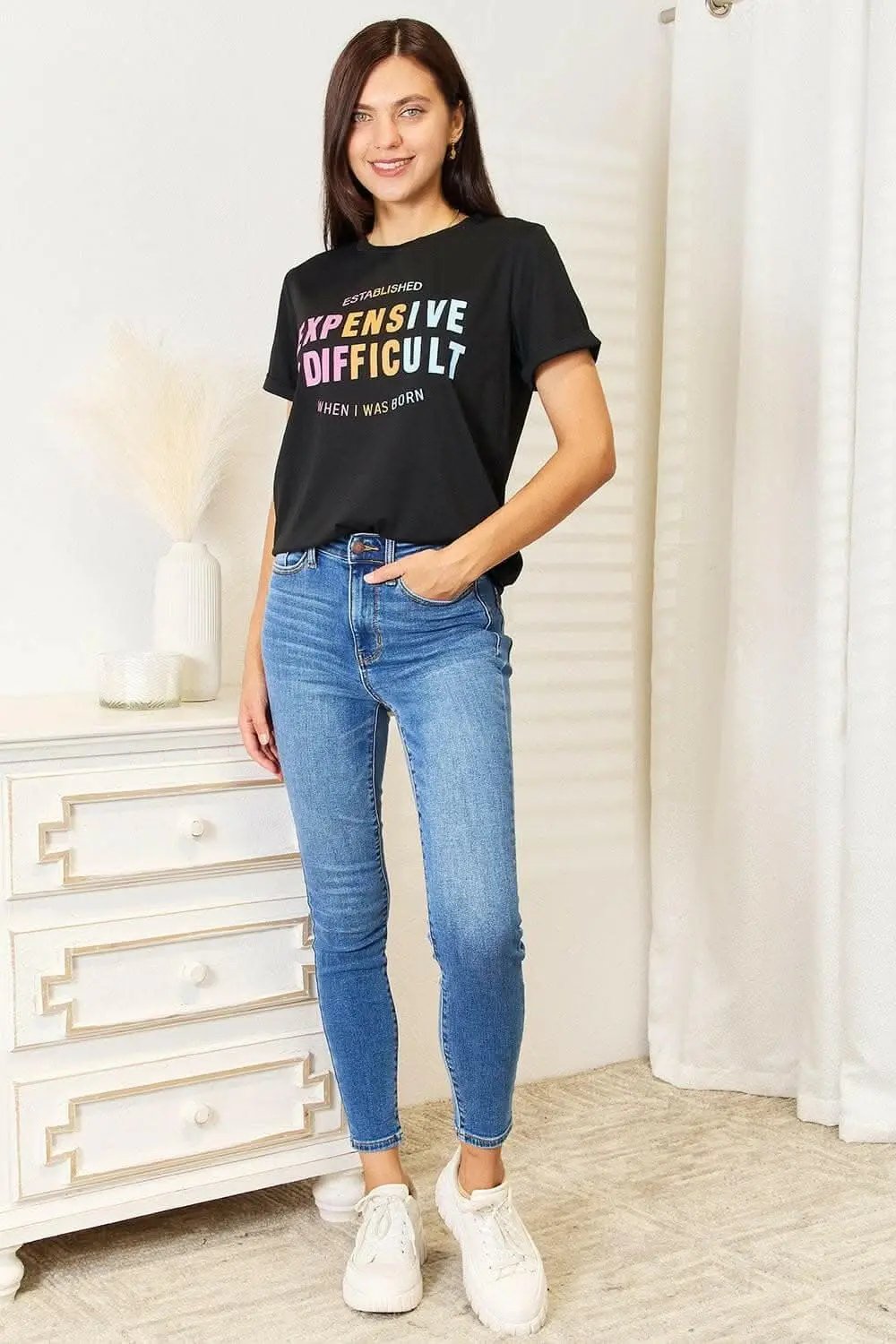 T-Shirts Trendsi TIKTOK - Simply Love Graphic Tee - Opaque, Stretchy & Comforta