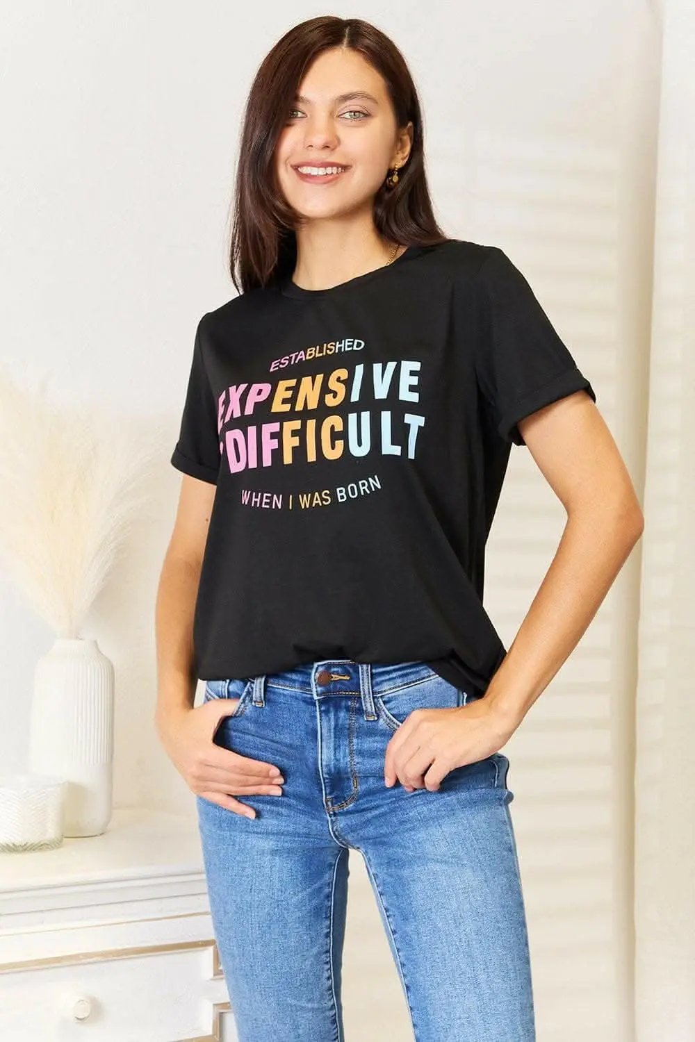 T-Shirts Trendsi TIKTOK - Simply Love Graphic Tee - Opaque, Stretchy & Comforta