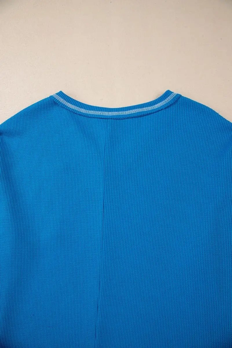 Love Salve Women's Rib Knit Blouse With Lace Sleeves — Comfortable Casual Top