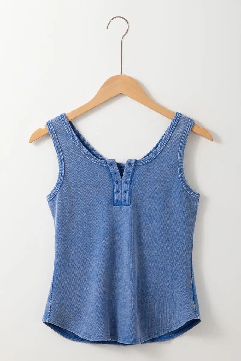 Love Salve Women's Ribbed Tank Top Mineral Wash — Casual Summer Essential
