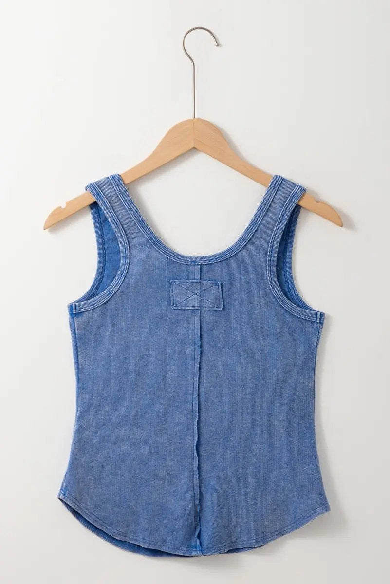 Love Salve Women's Ribbed Tank Top Mineral Wash — Casual Summer Essential