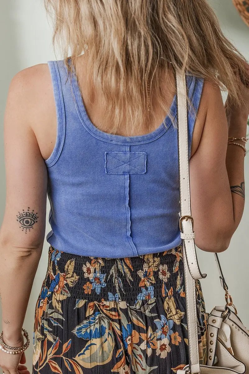 Love Salve Women's Ribbed Tank Top Mineral Wash — Casual Summer Essential