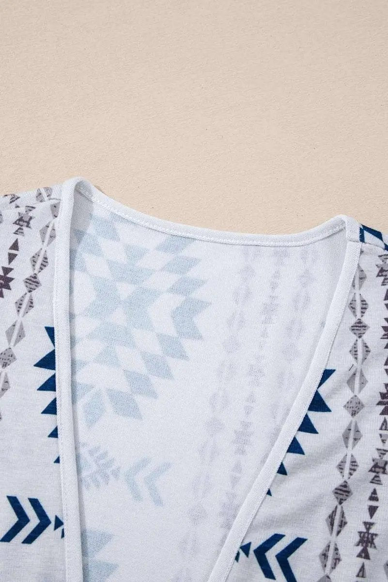 Women's Western Duster Cardigan Women's Cardigan Duster - Sky Blue Aztec Open Front - Western Spring Style