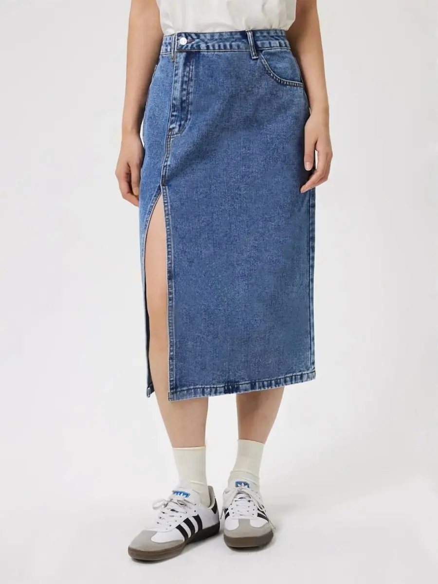 Trendsi Denim Midi Skirt With Pockets — Casual Versatile Style