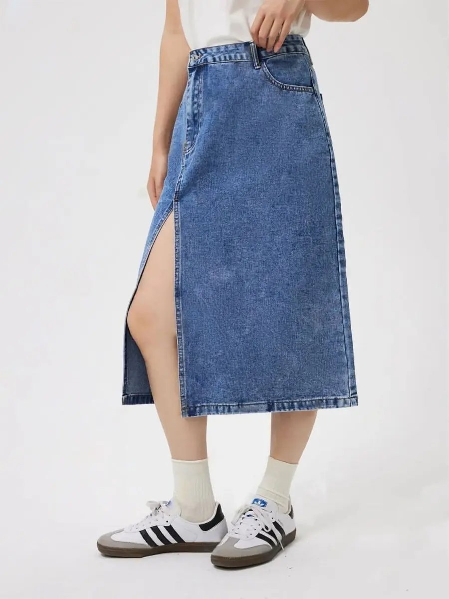 Trendsi Denim Midi Skirt With Pockets — Casual Versatile Style