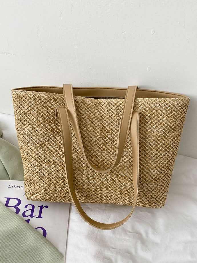Accessories Trendsi Woven Tote Bag Women's Solid Color Versatile Handbag, Stylish & Functional