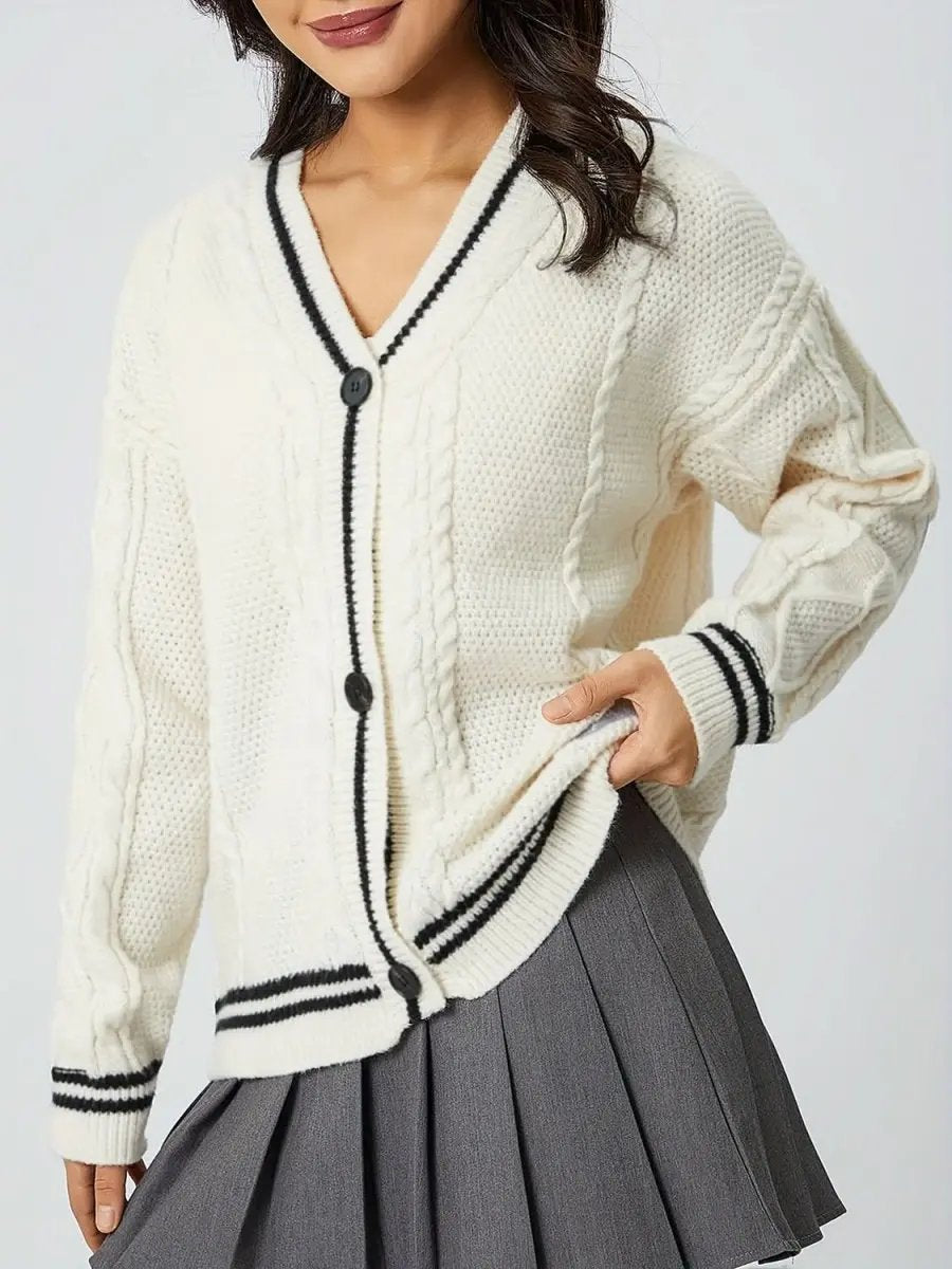 Sweaters Trendsi Star Embroidered Women's V-Neck Cardigan Long Sleeve Stylish Wear
