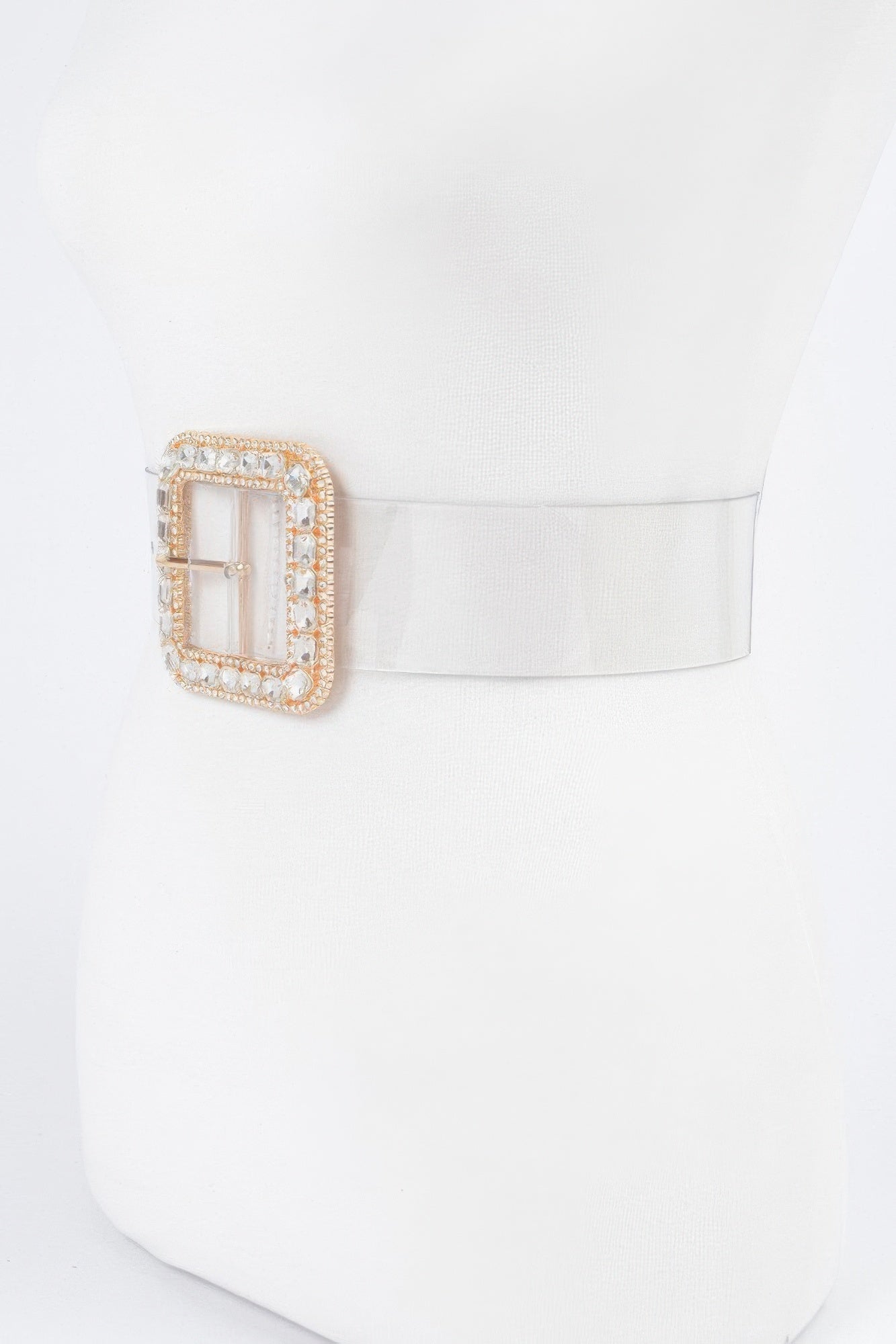 Stone Metal Buckle Clear Belt