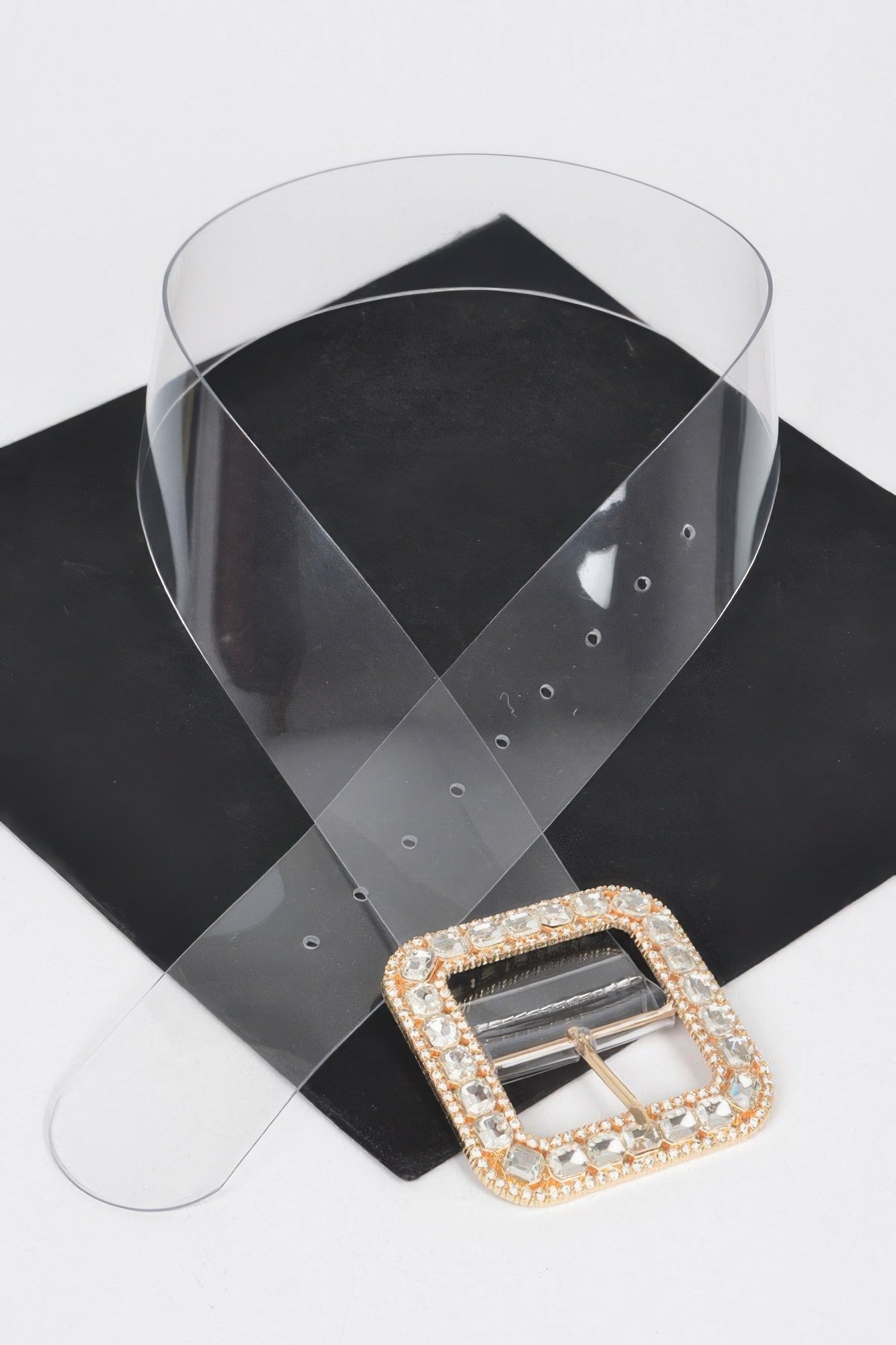 Stone Metal Buckle Clear Belt