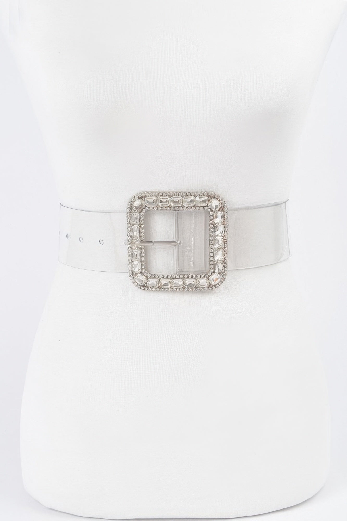 Stone Metal Buckle Clear Plus Size Belt