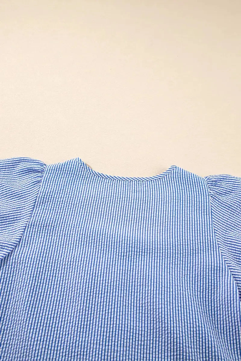 Women's Blouse - Stripe Ruffle Detail - Boho Chic & Comfy Top
