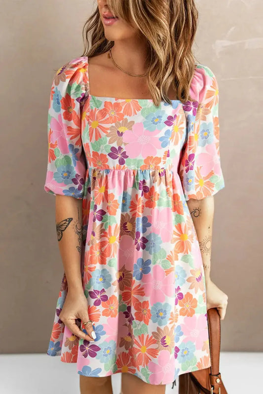 Dresses Trendsi Printed Mini Dress Women's Casual Party Dress - Stylish, Half Sleeve