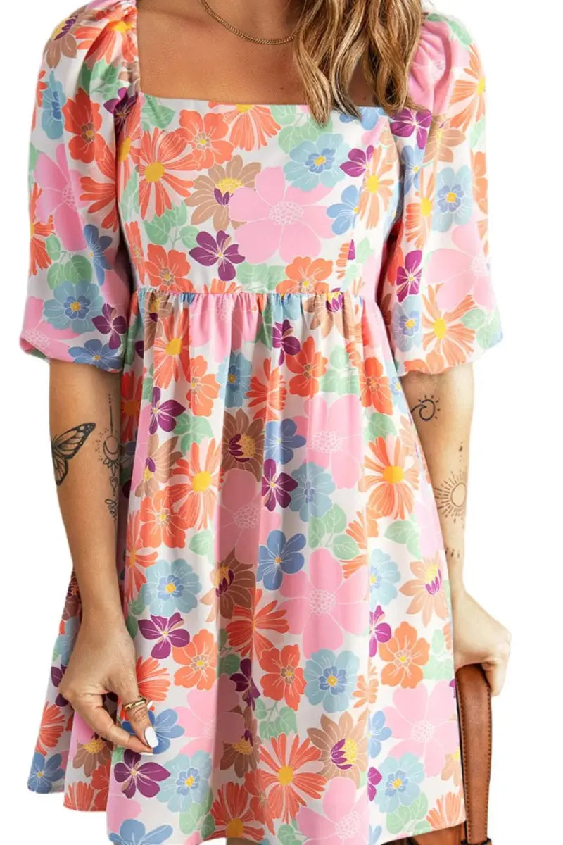 Dresses Trendsi Printed Mini Dress Women's Casual Party Dress - Stylish, Half Sleeve
