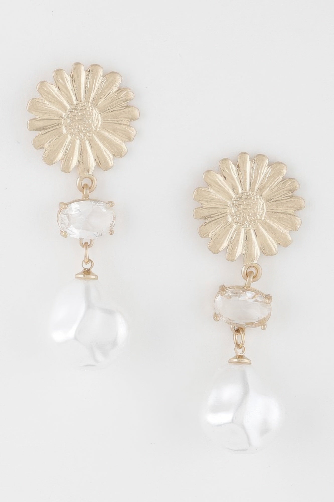 Sunflower Pearl Drop Earrings