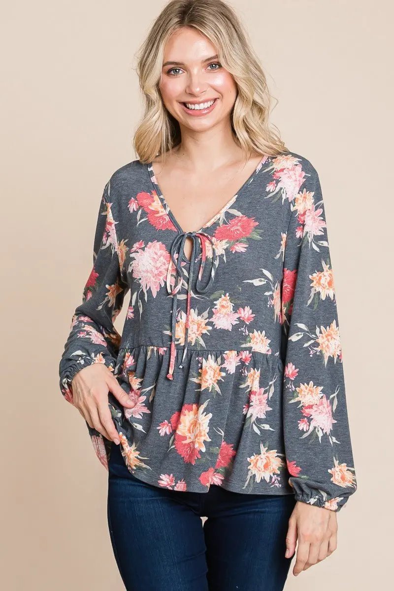 Accessories Trendsi Floral Babydoll Women's Long Sleeve Blouse USA Shipped Shirt