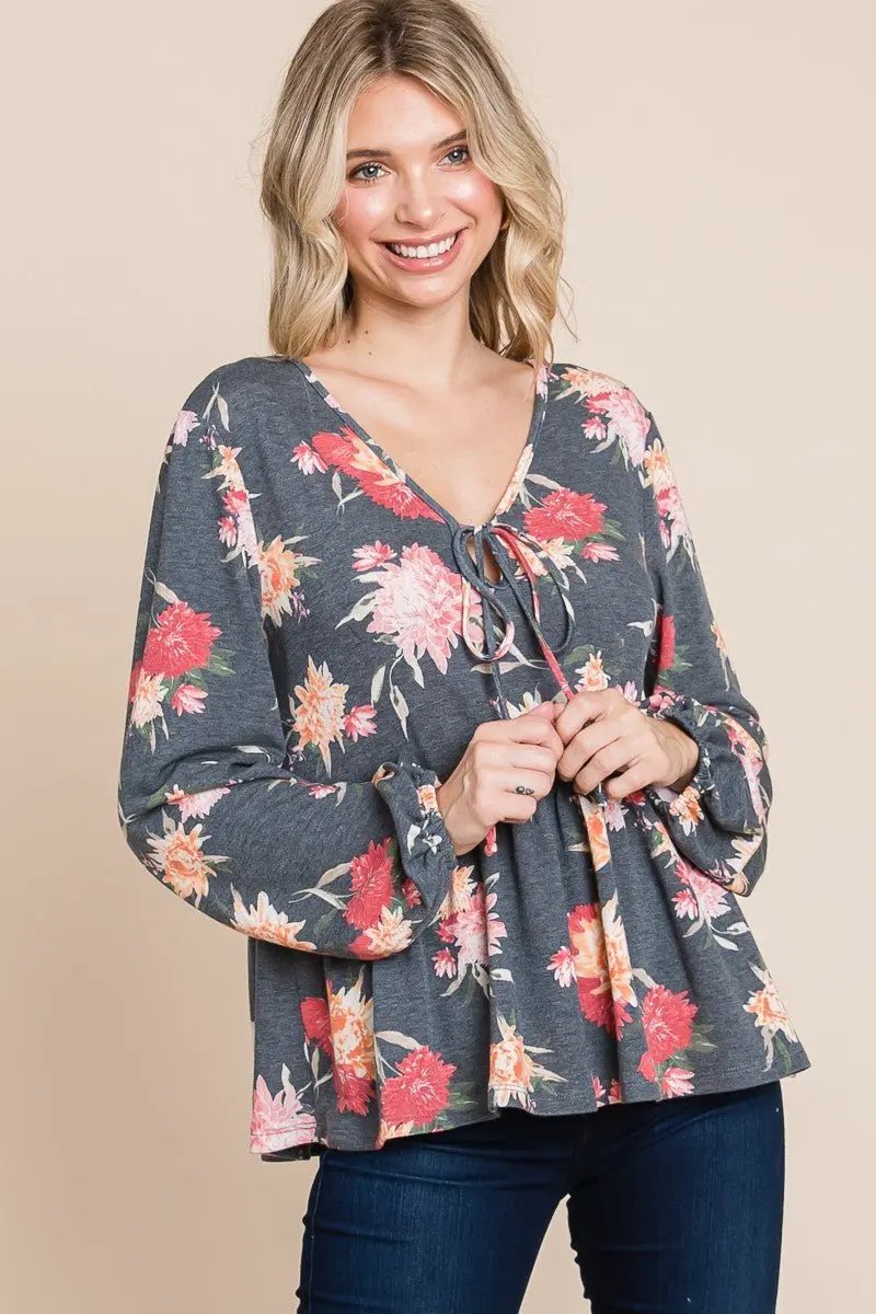 Accessories Trendsi Floral Babydoll Women's Long Sleeve Blouse USA Shipped Shirt