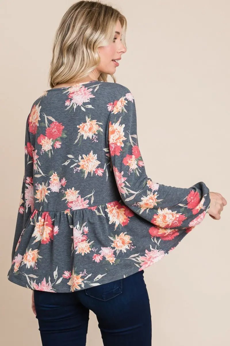 Accessories Trendsi Floral Babydoll Women's Long Sleeve Blouse USA Shipped Shirt