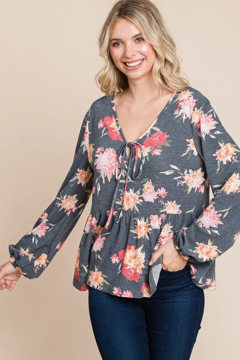 Accessories Trendsi Floral Babydoll Women's Long Sleeve Blouse USA Shipped Shirt