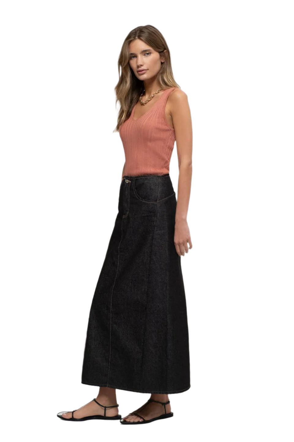 Sleeveless V Neck Ribbed Knit Top