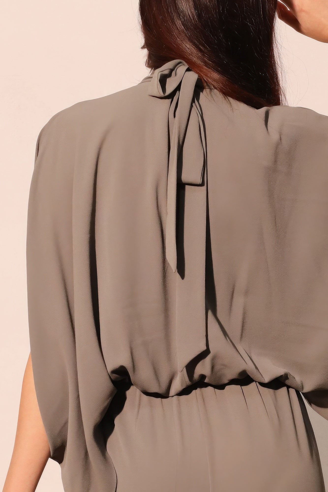 Textured Solid Mock Neck Caftan Jumpsuit