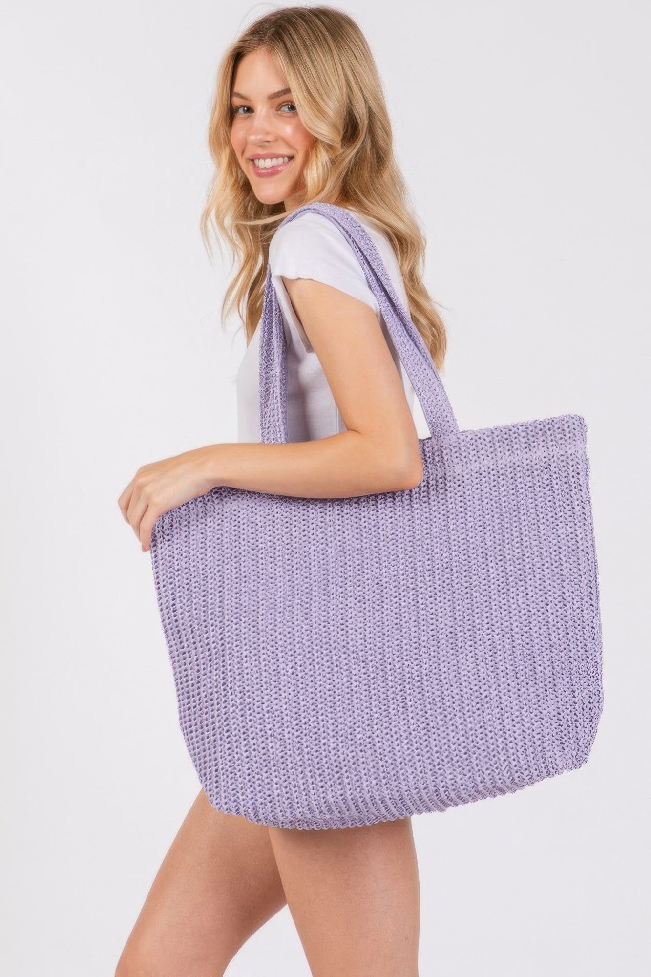 Solid Crochet Straw Bag