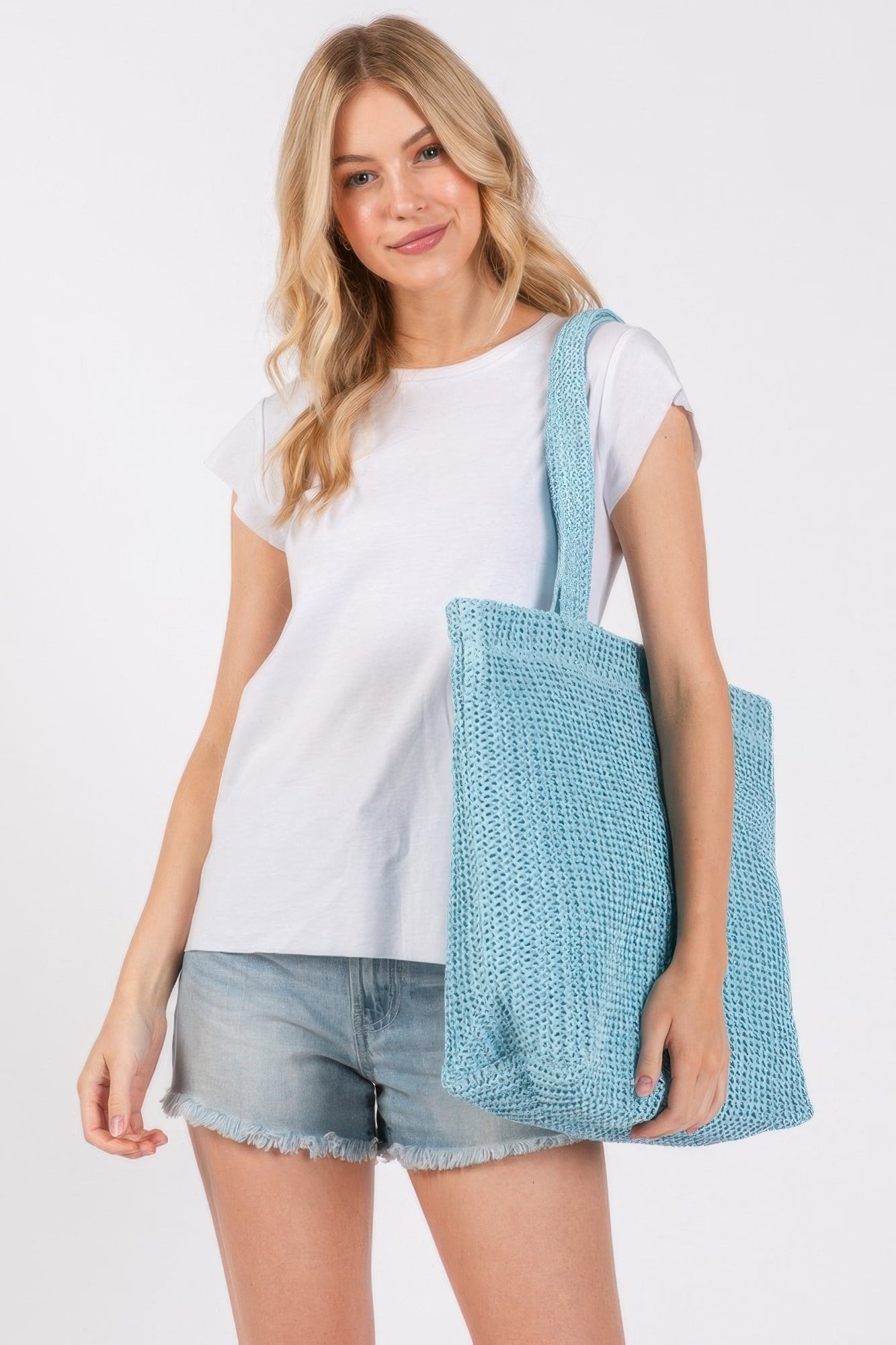 Solid Crochet Straw Bag