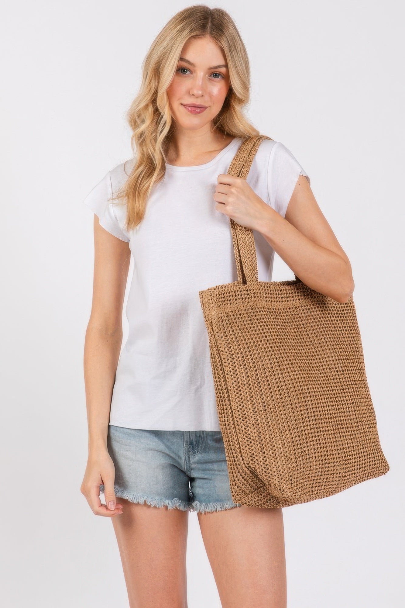 Solid Crochet Straw Bag