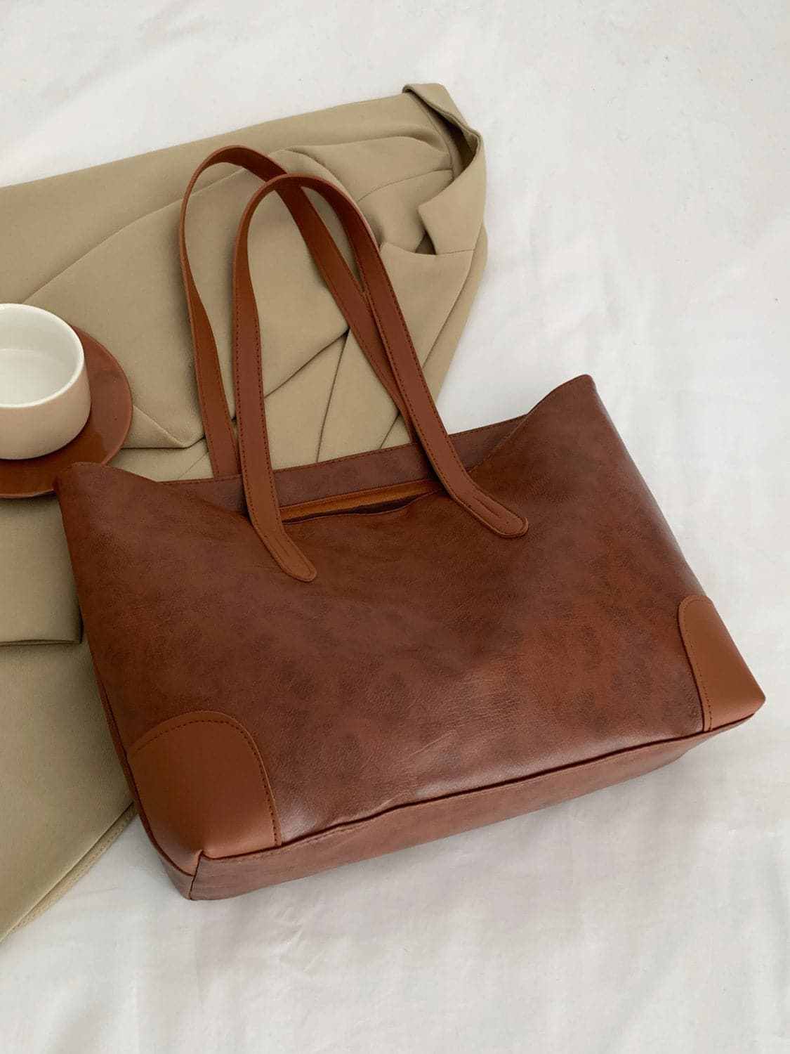 T-Shirts Trendsi Bags - Chic pu leather medium tote bag - Premium Quality