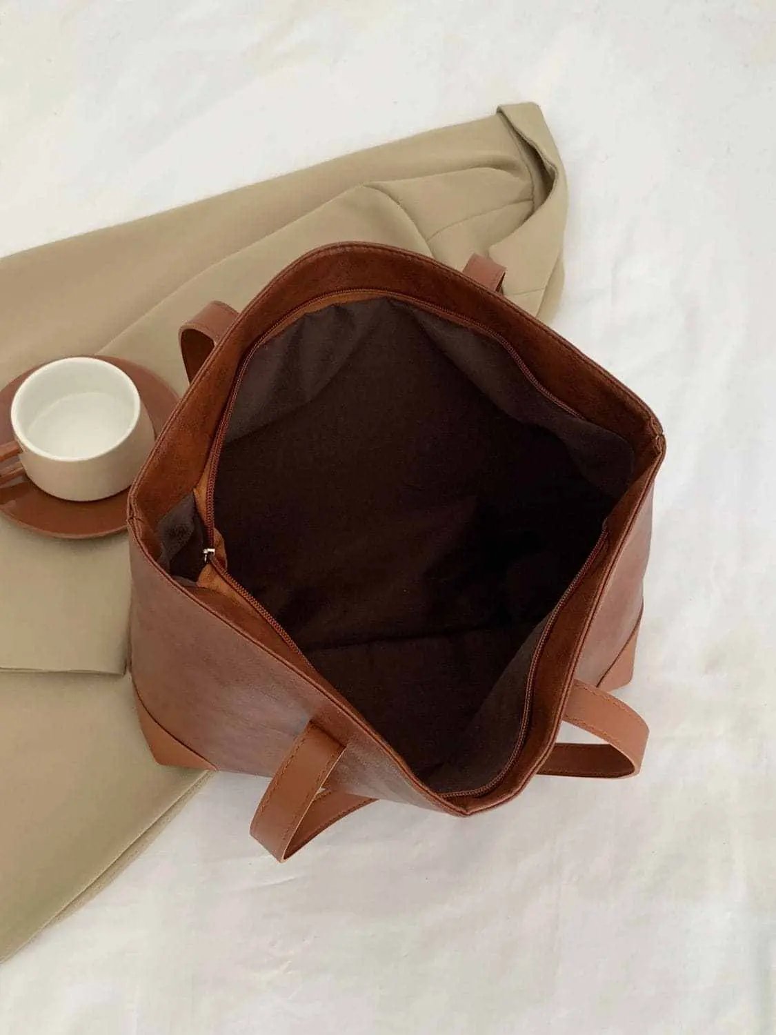 T-Shirts Trendsi Bags - Chic pu leather medium tote bag - Premium Quality