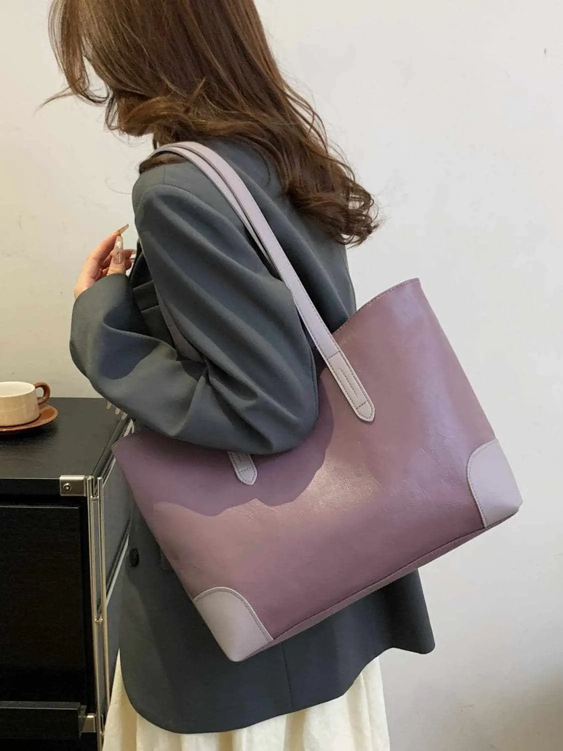 T-Shirts Trendsi Bags - Chic pu leather medium tote bag - Premium Quality
