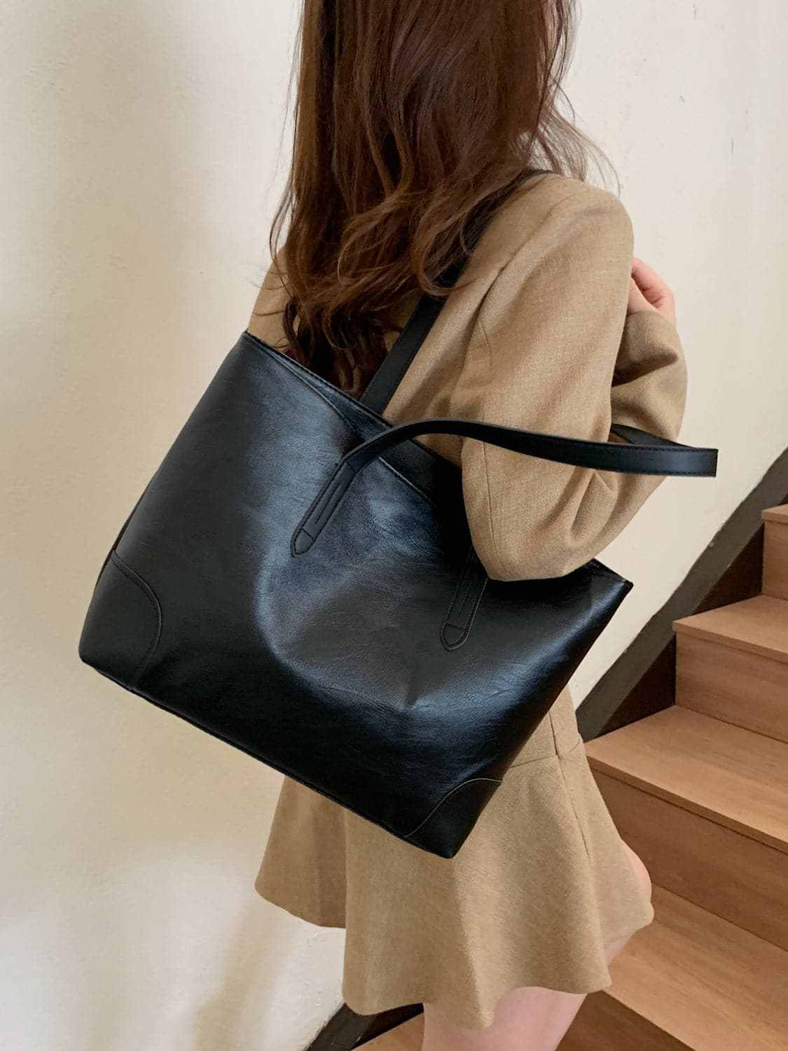 T-Shirts Trendsi Bags - Chic pu leather medium tote bag - Premium Quality