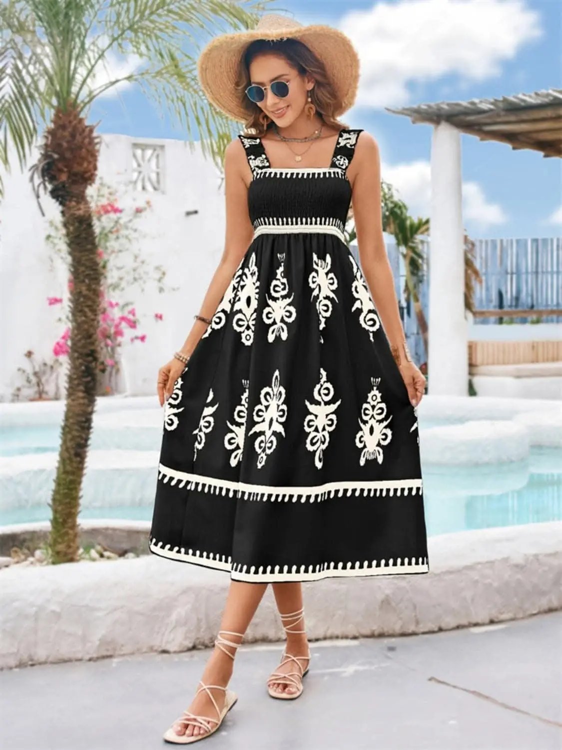 Trendsi Square Neck Midi Dress Black — Elegant Versatile Style