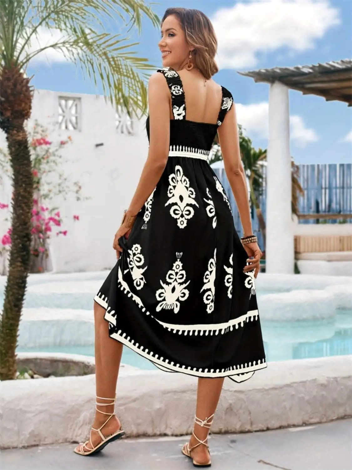 Trendsi Square Neck Midi Dress Black — Elegant Versatile Style