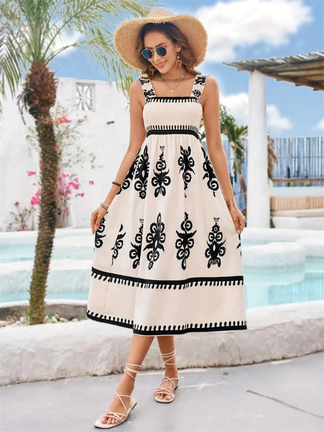 Trendsi Square Neck Midi Dress Black — Elegant Versatile Style