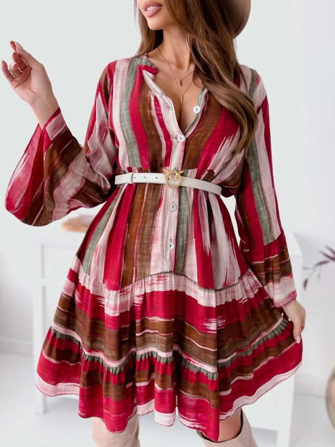 Striped Mini Dress Long Sleeves — Casual Chic by Trendsi