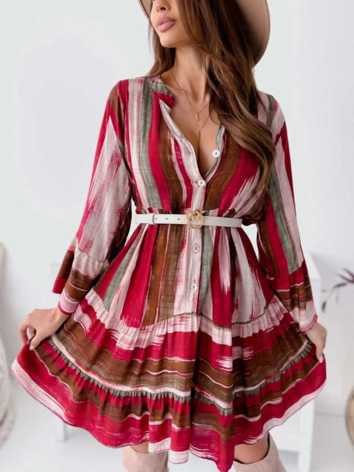 Striped Mini Dress Long Sleeves — Casual Chic by Trendsi
