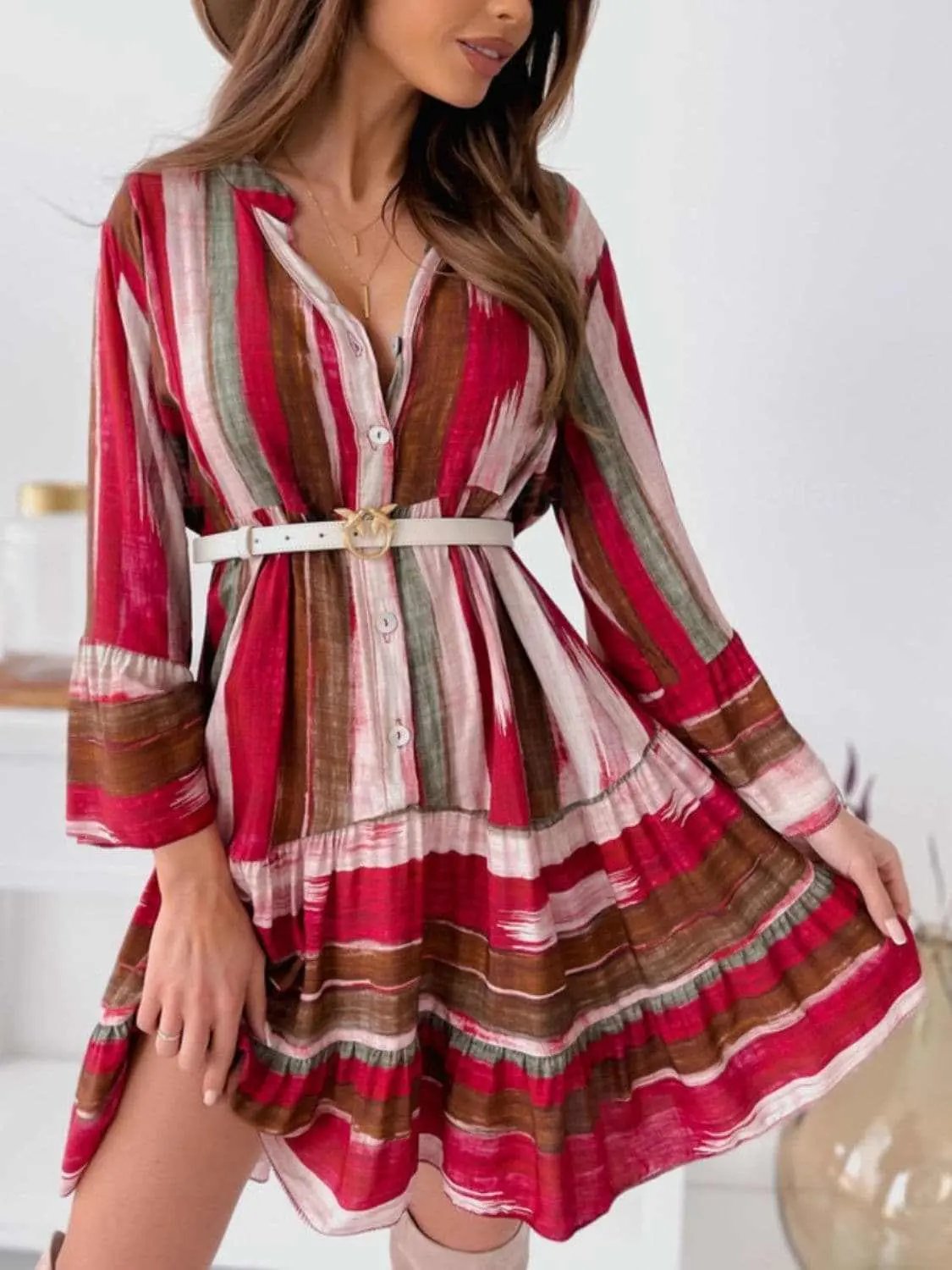 Striped Mini Dress Long Sleeves — Casual Chic by Trendsi