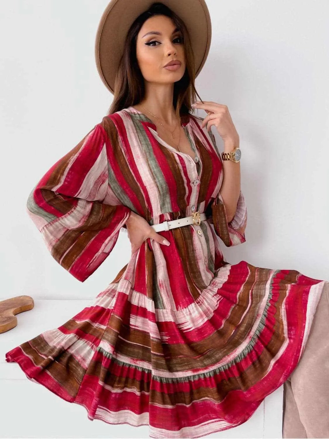 Striped Mini Dress Long Sleeves — Casual Chic by Trendsi