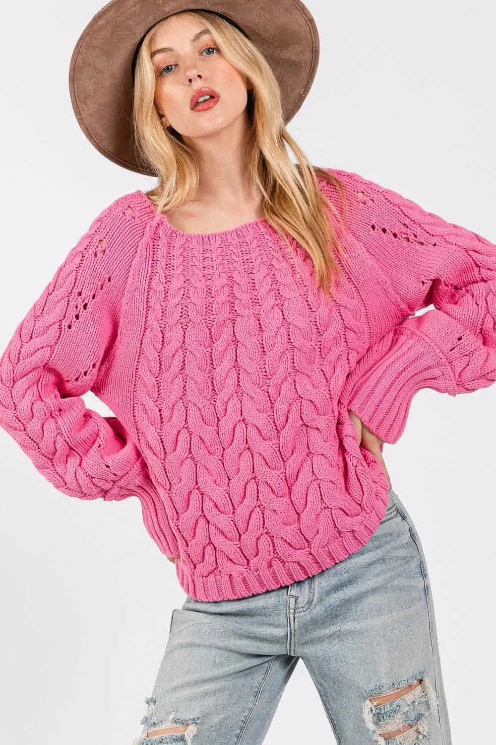 Sweaters Trendsi Cable-Knit Sweater Women's Oversized Fall Outfit Essential