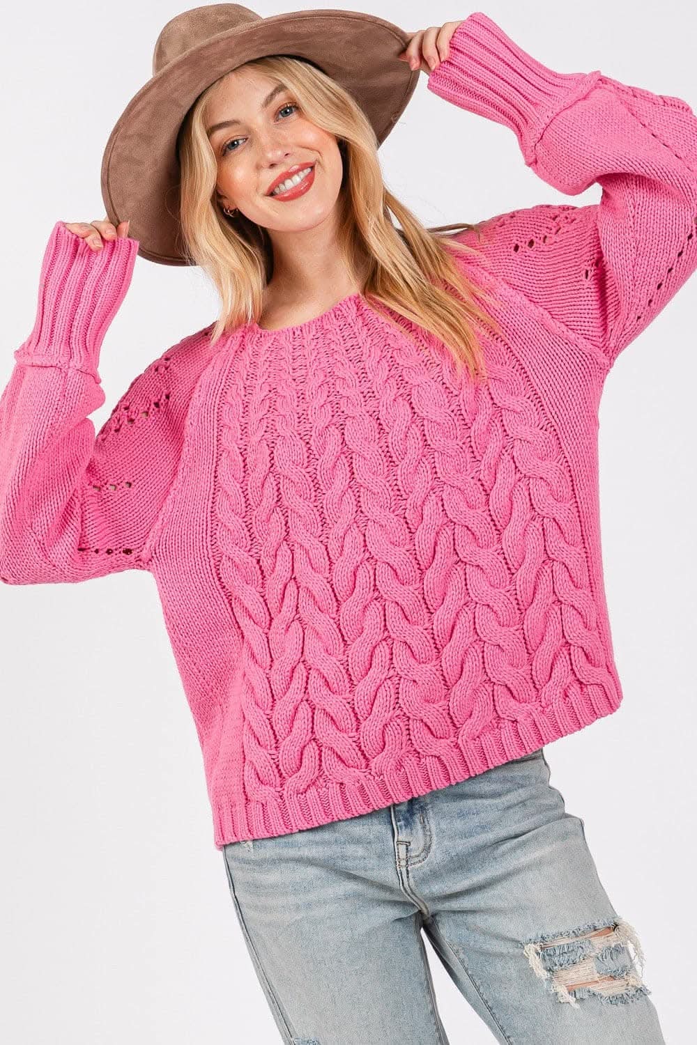 Sweaters Trendsi Cable-Knit Sweater Women's Oversized Fall Outfit Essential