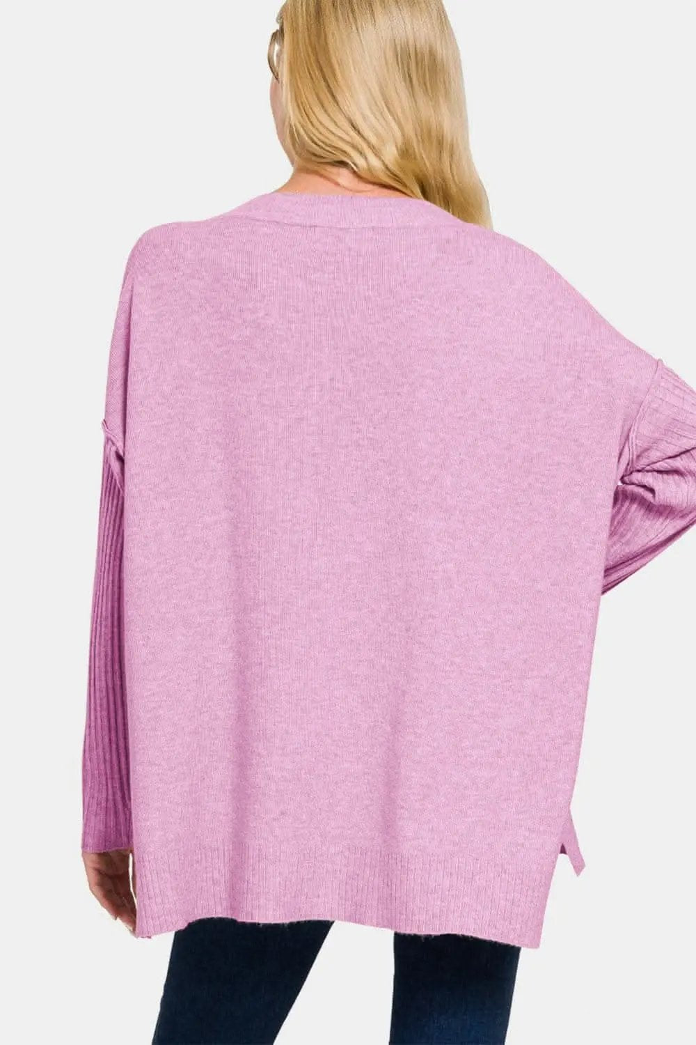 T-Shirts Trendsi Chic V-neck high-low sweater - Premium Quality