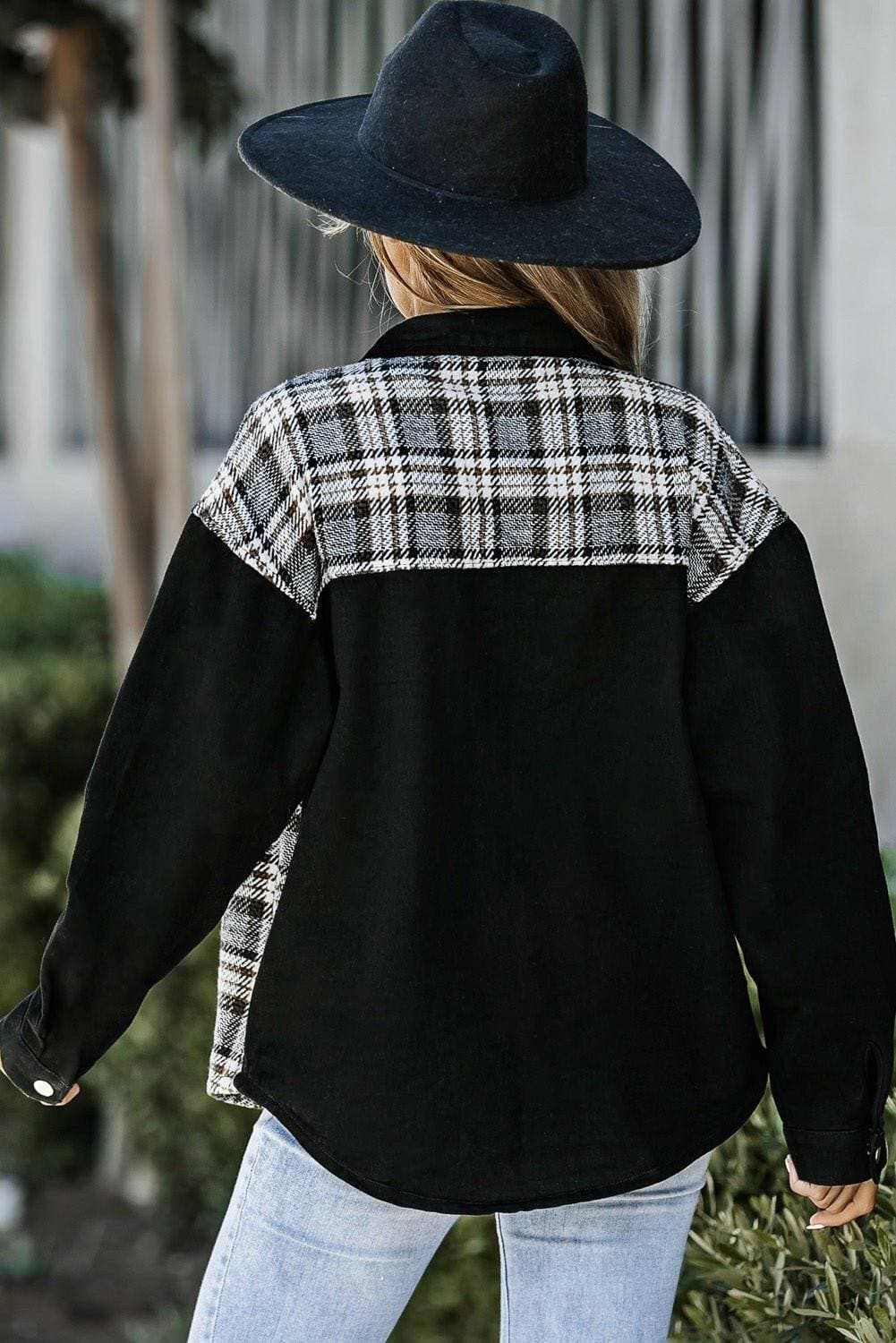 Trendsi Men's Denim Jacket with Plaid Pocket - Casual