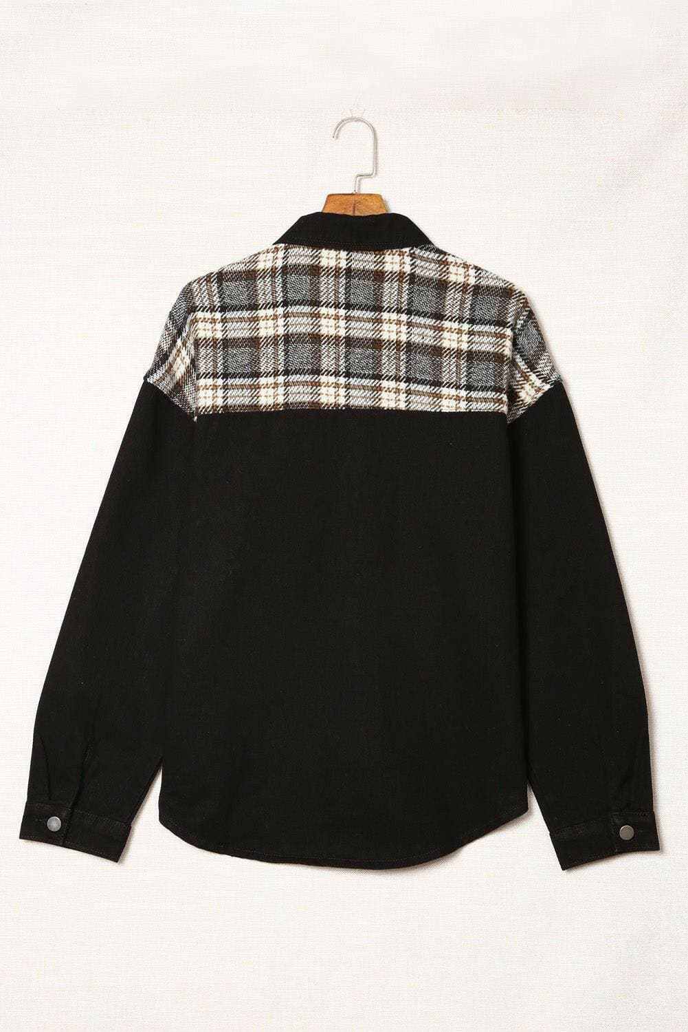 Trendsi Men's Denim Jacket with Plaid Pocket - Casual