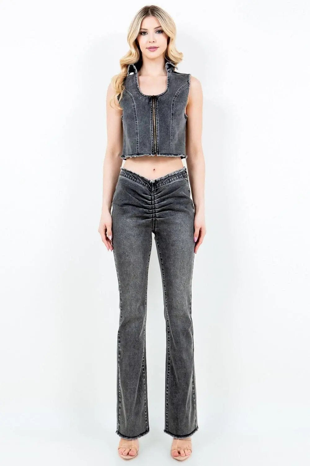 Trendsi Premium Chic v-cut ruched flare pants