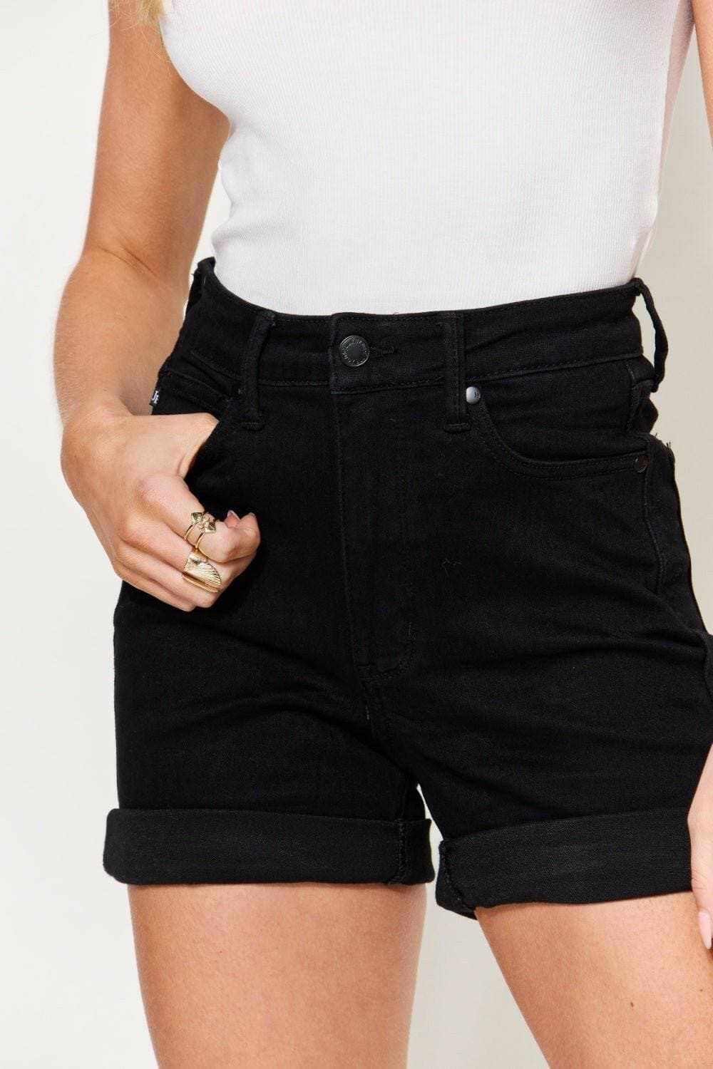 Trendsi Women's High-Rise Cuffed Denim Shorts - Casual Style