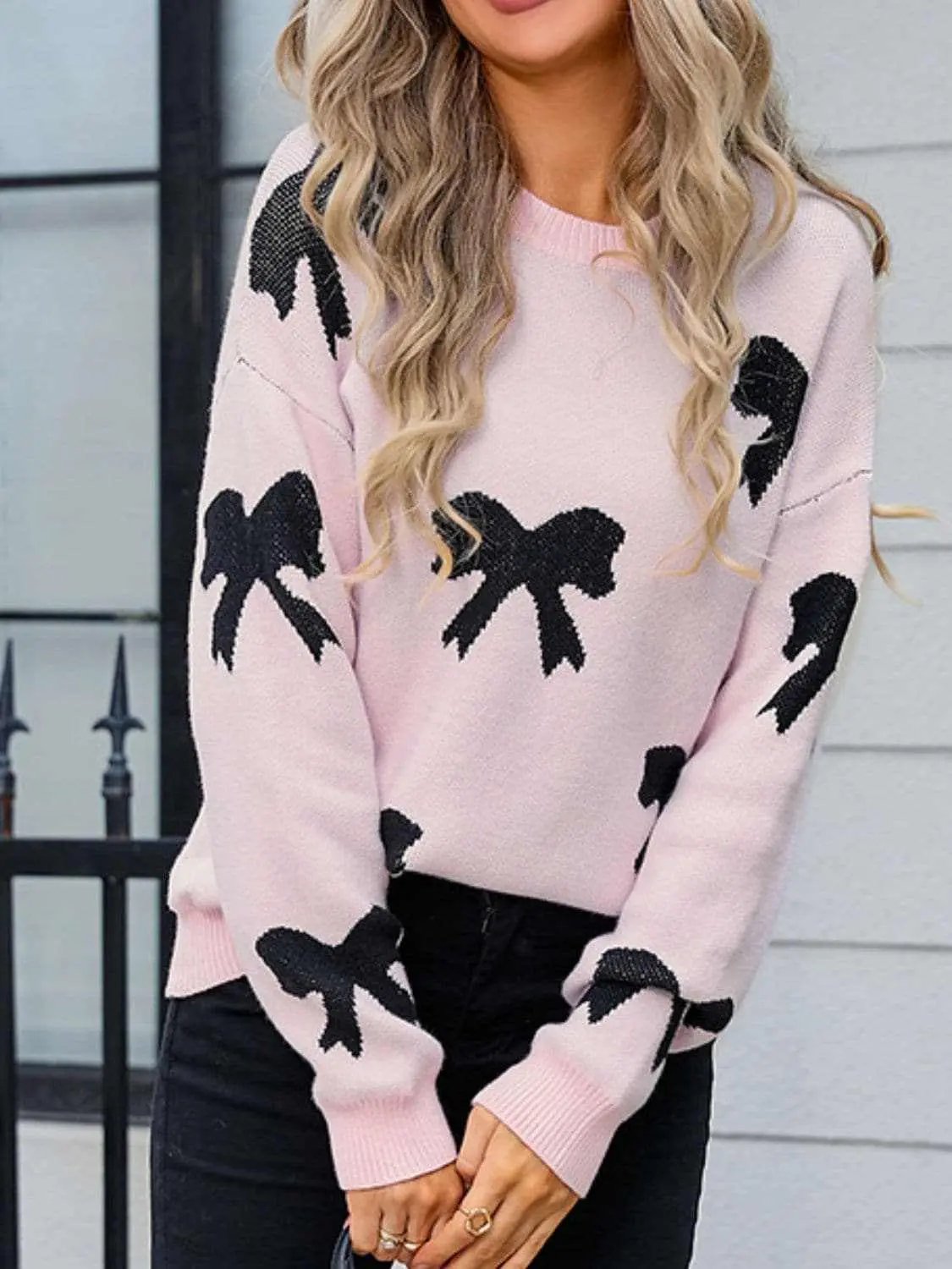 Sweaters Trendsi Cozy Knit Sweater with Bow Neck