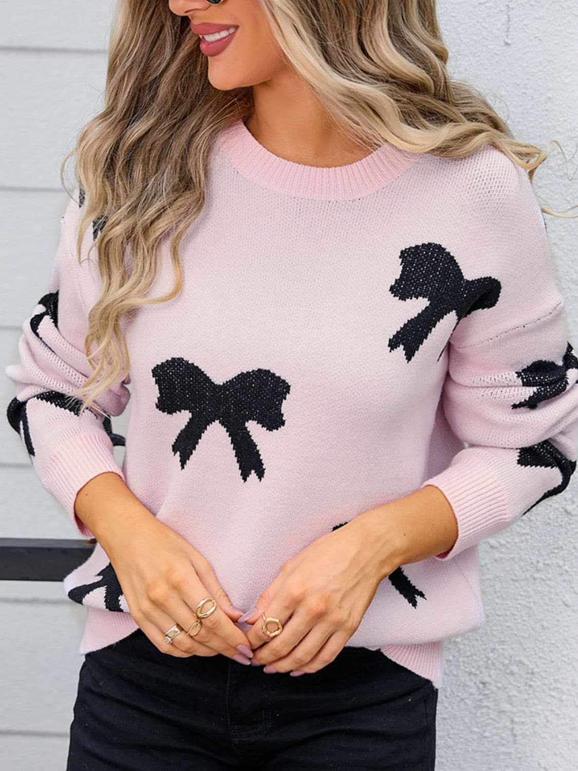 Sweaters Trendsi Cozy Knit Sweater with Bow Neck